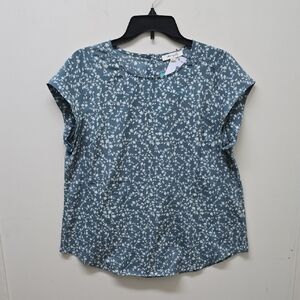Monday Fun Floral Blue Madeigh Button Back Blouse - Size L